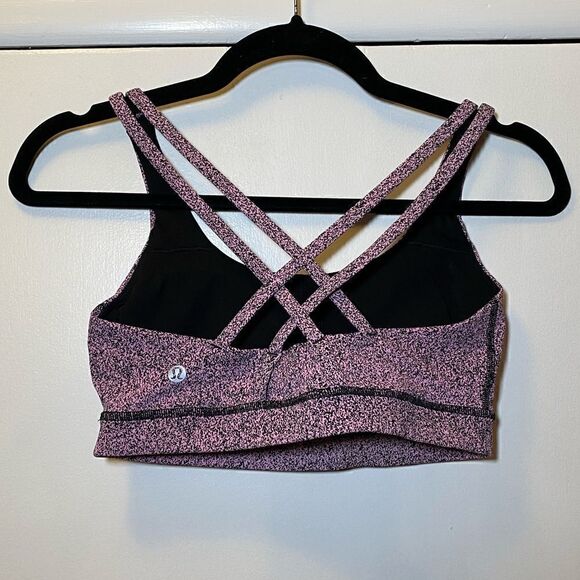 LULULEMON Energy Bra Parfait Pink Black Women’s Size 6 Style W2AW6S - Picture 2 of 3